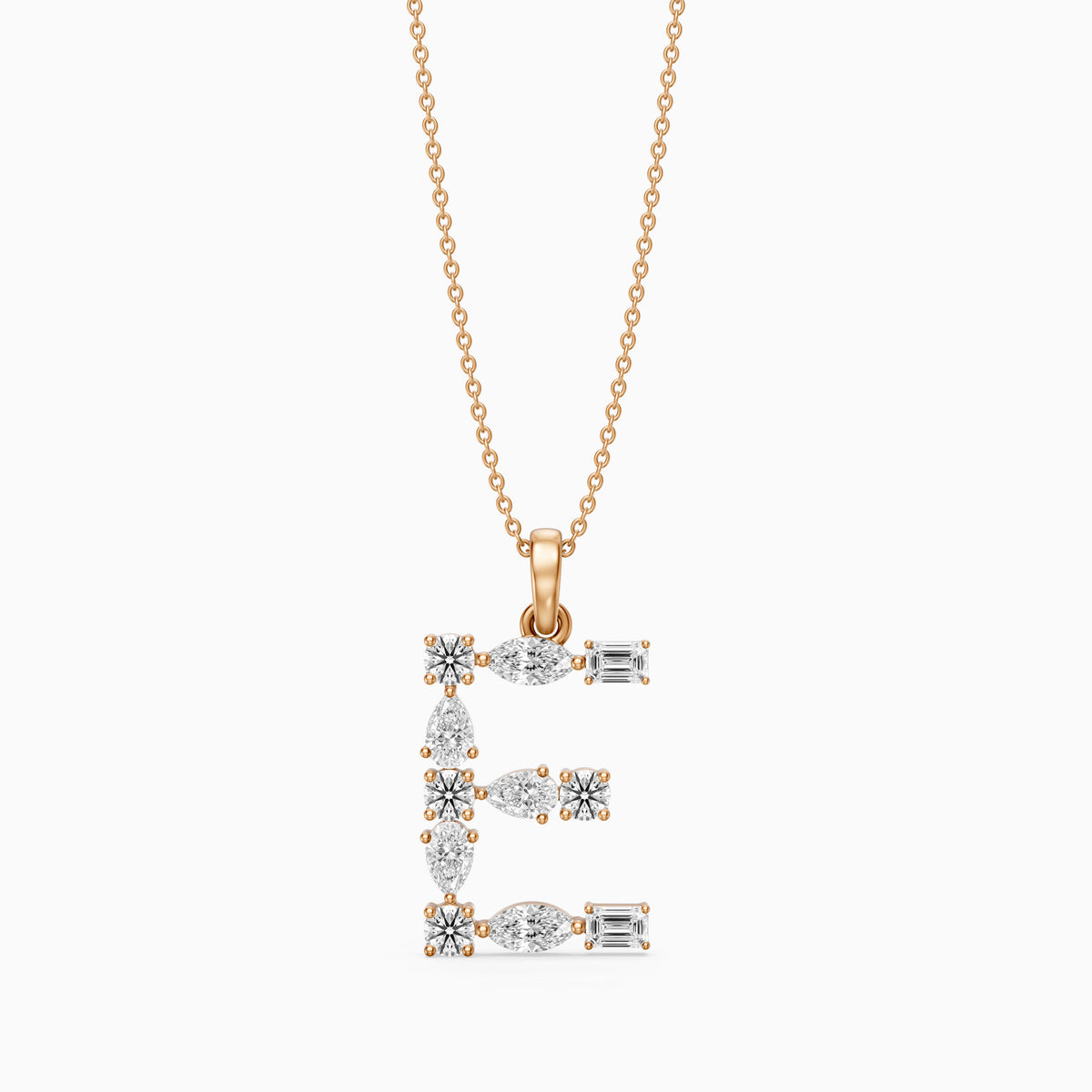 Lisette Multi Shape Lab Grown Diamond Initial E Pendant