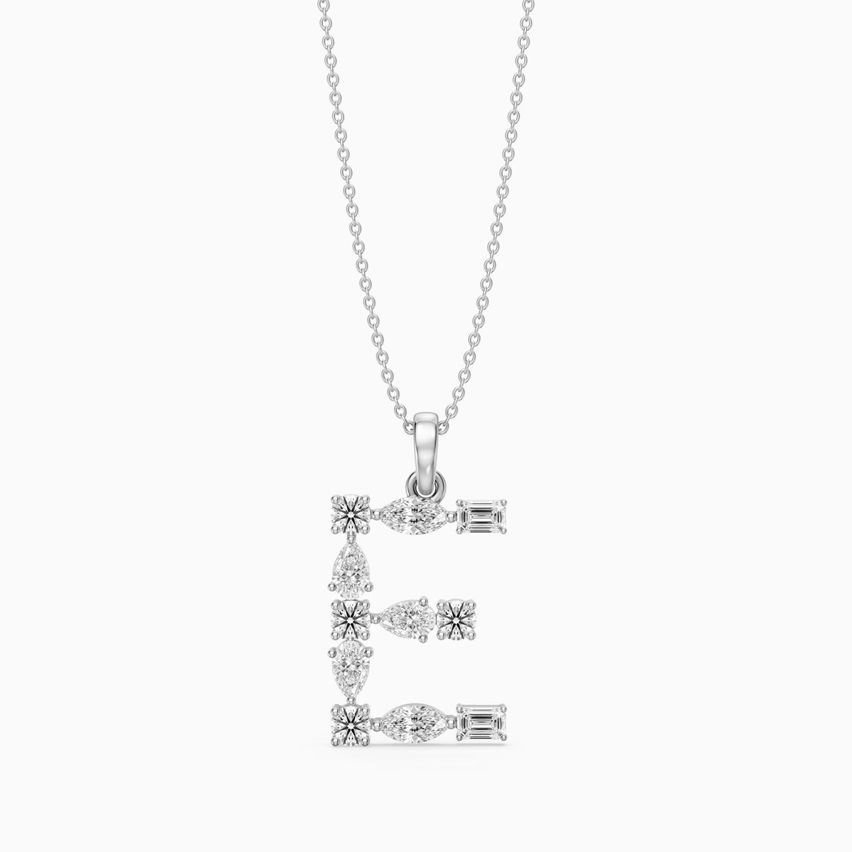 Lisette Multi Shape Lab Grown Diamond Initial E Pendant