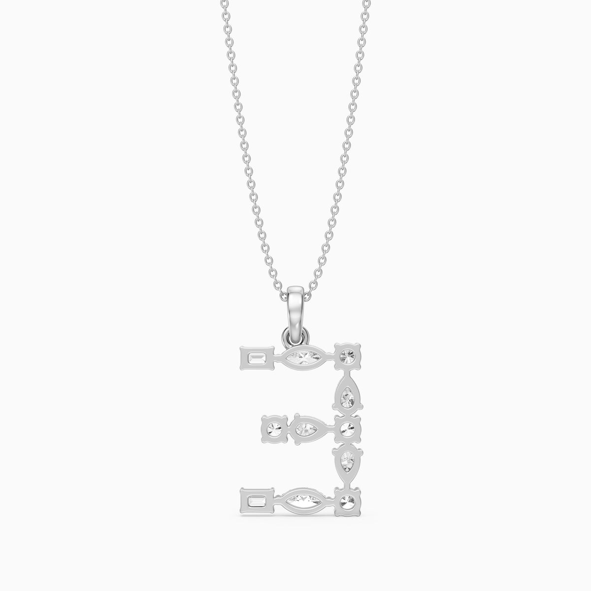 Lisette Multi Shape Lab Grown Diamond Initial E Pendant