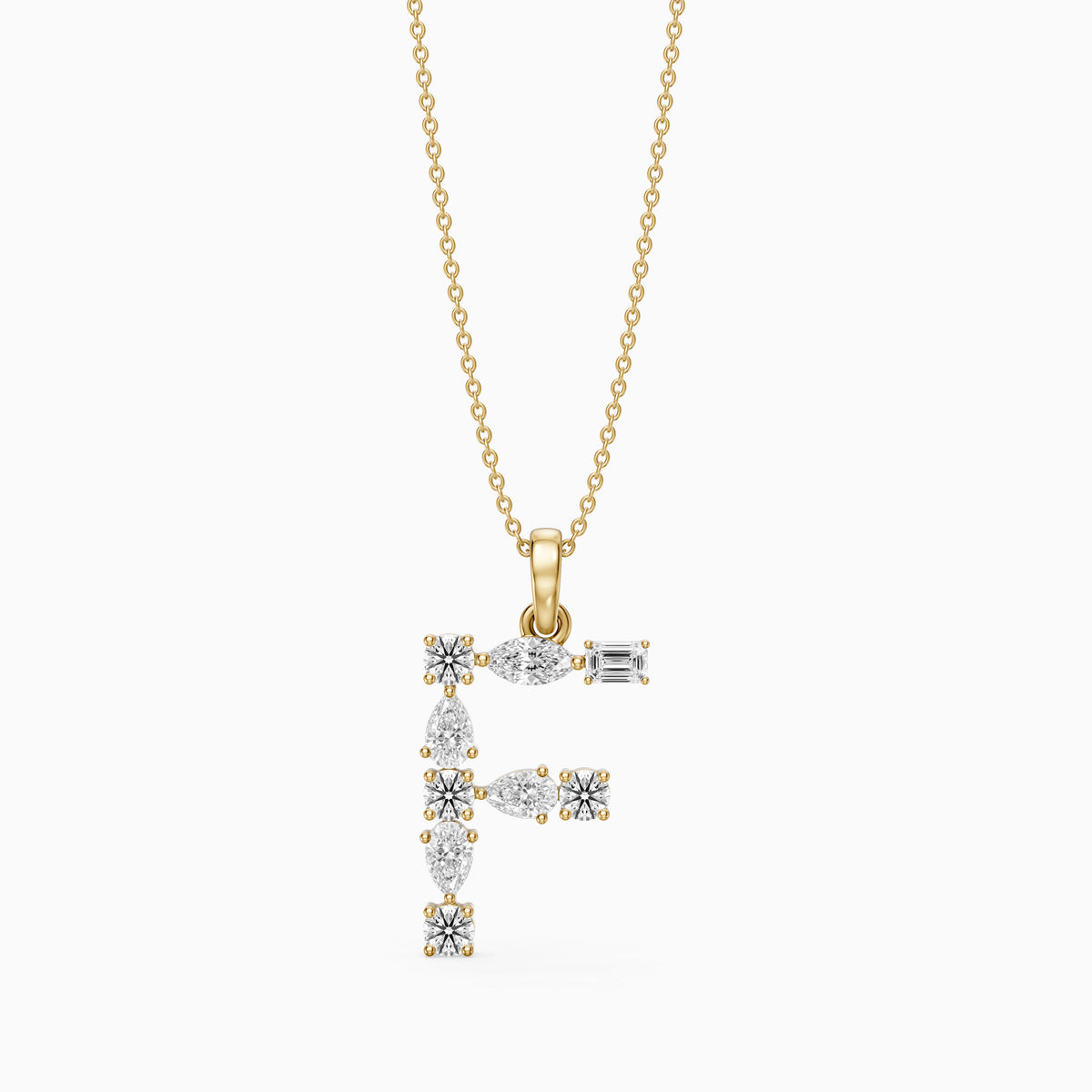 Mireille Multi Shape Lab Grown Diamond Initial F Pendant