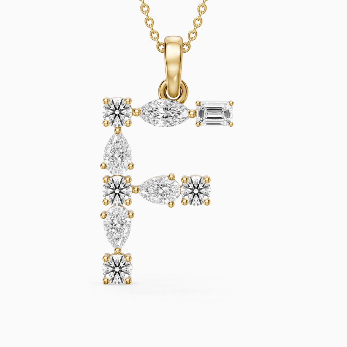 Mireille Multi Shape Lab Grown Diamond Initial F Pendant