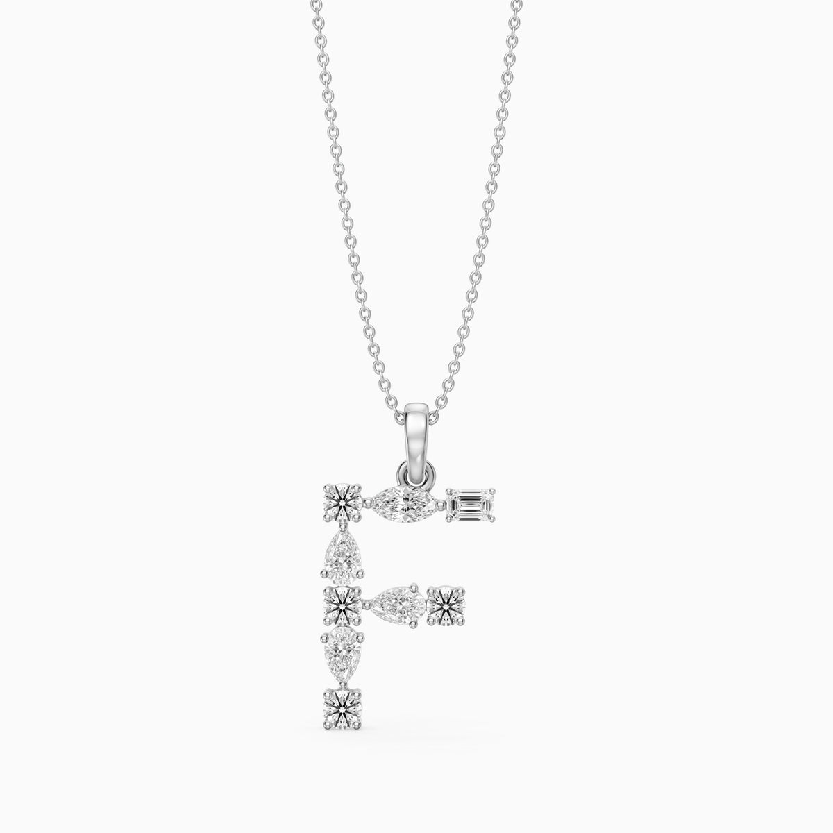 Mireille Multi Shape Lab Grown Diamond Initial F Pendant