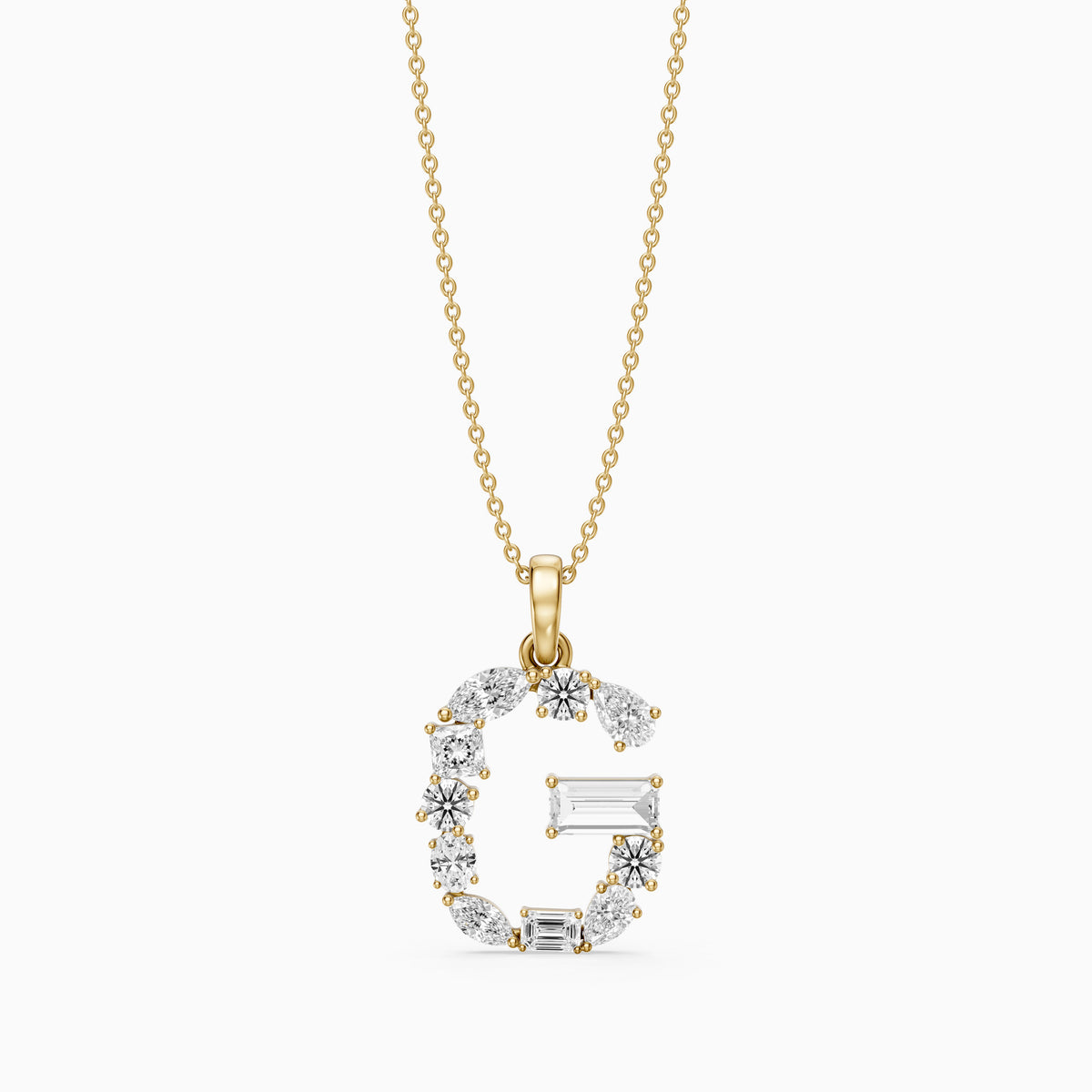 Lucinda Multi Shape Lab Grown Diamond Initial G Pendant
