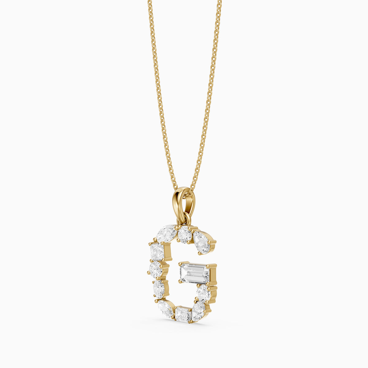 Lucinda Multi Shape Lab Grown Diamond Initial G Pendant