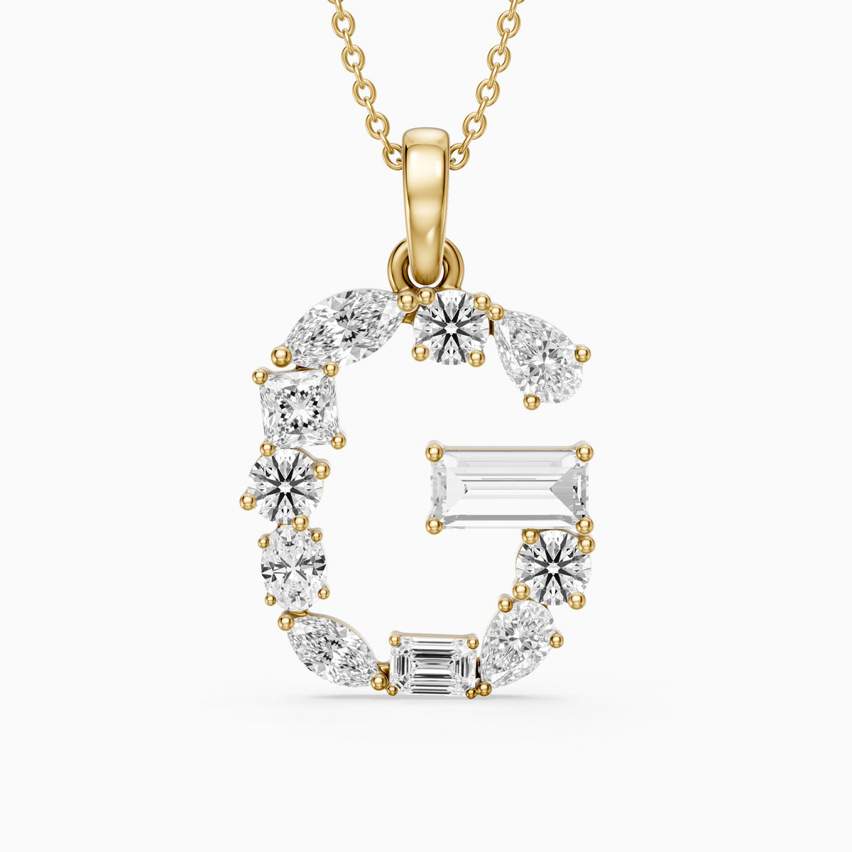Lucinda Multi Shape Lab Grown Diamond Initial G Pendant