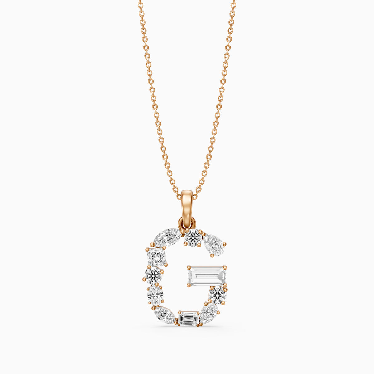 Lucinda Multi Shape Lab Grown Diamond Initial G Pendant