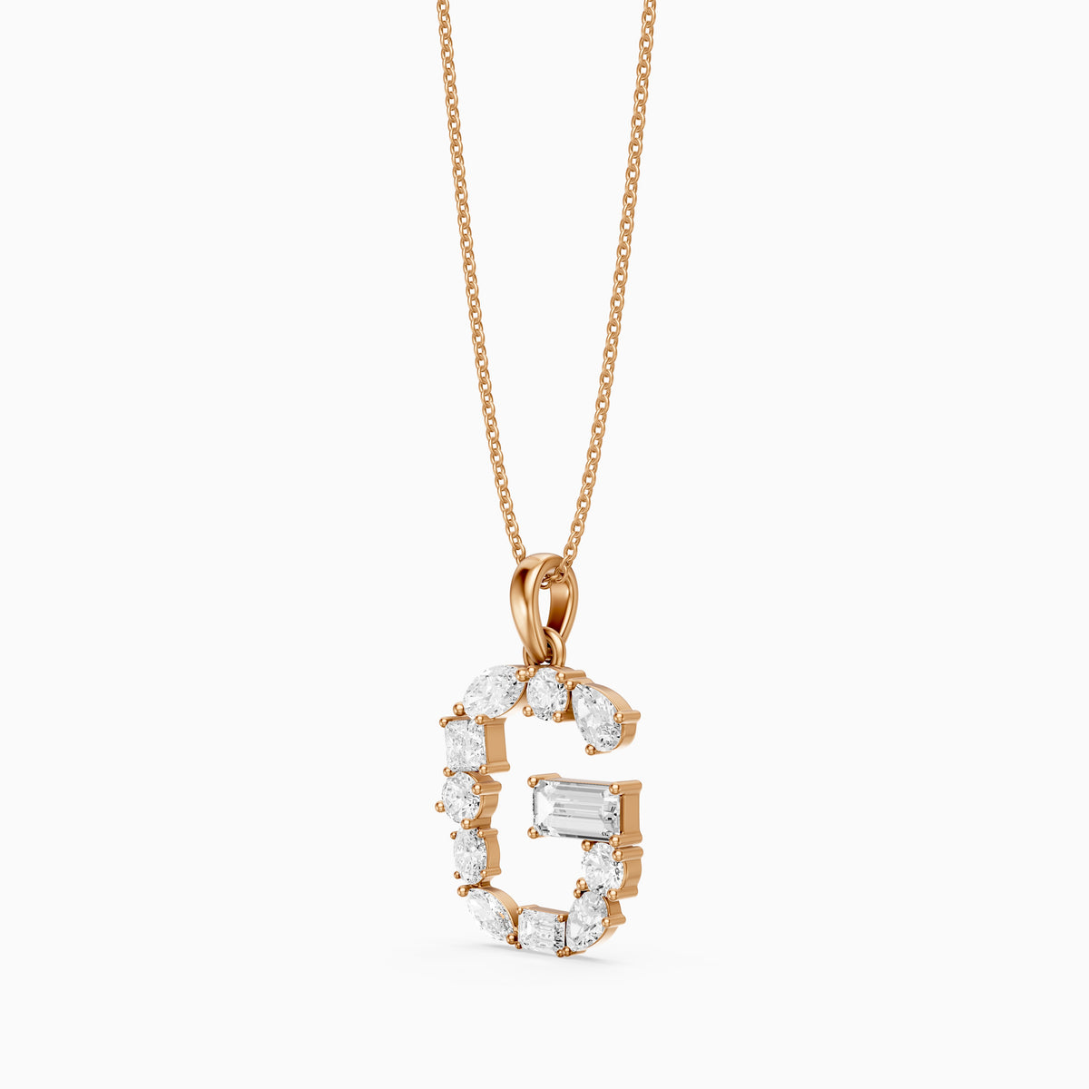 Lucinda Multi Shape Lab Grown Diamond Initial G Pendant