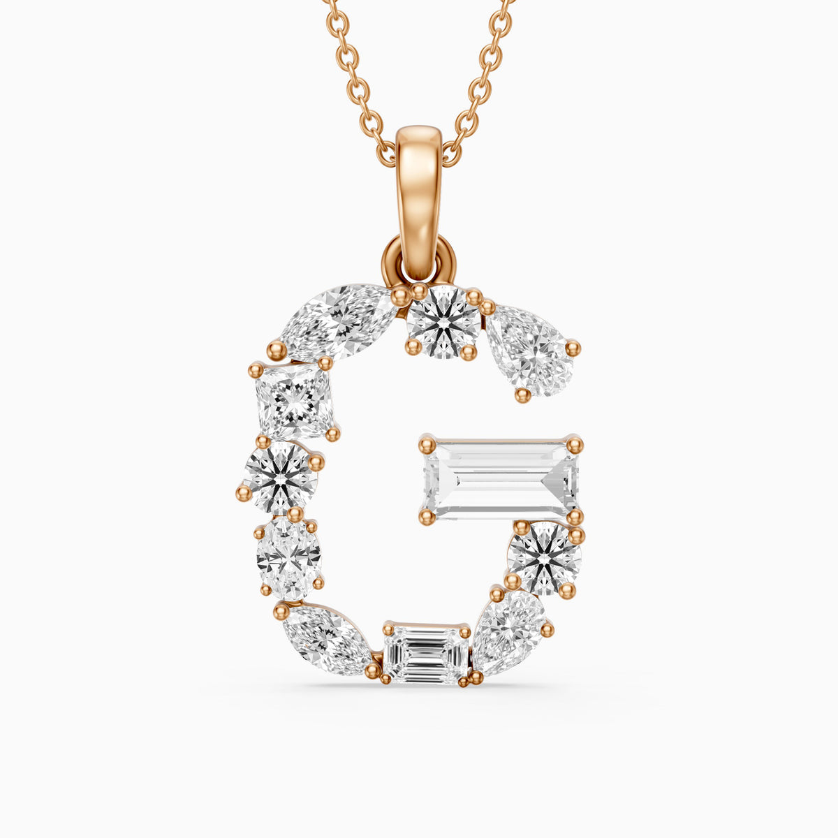 Lucinda Multi Shape Lab Grown Diamond Initial G Pendant