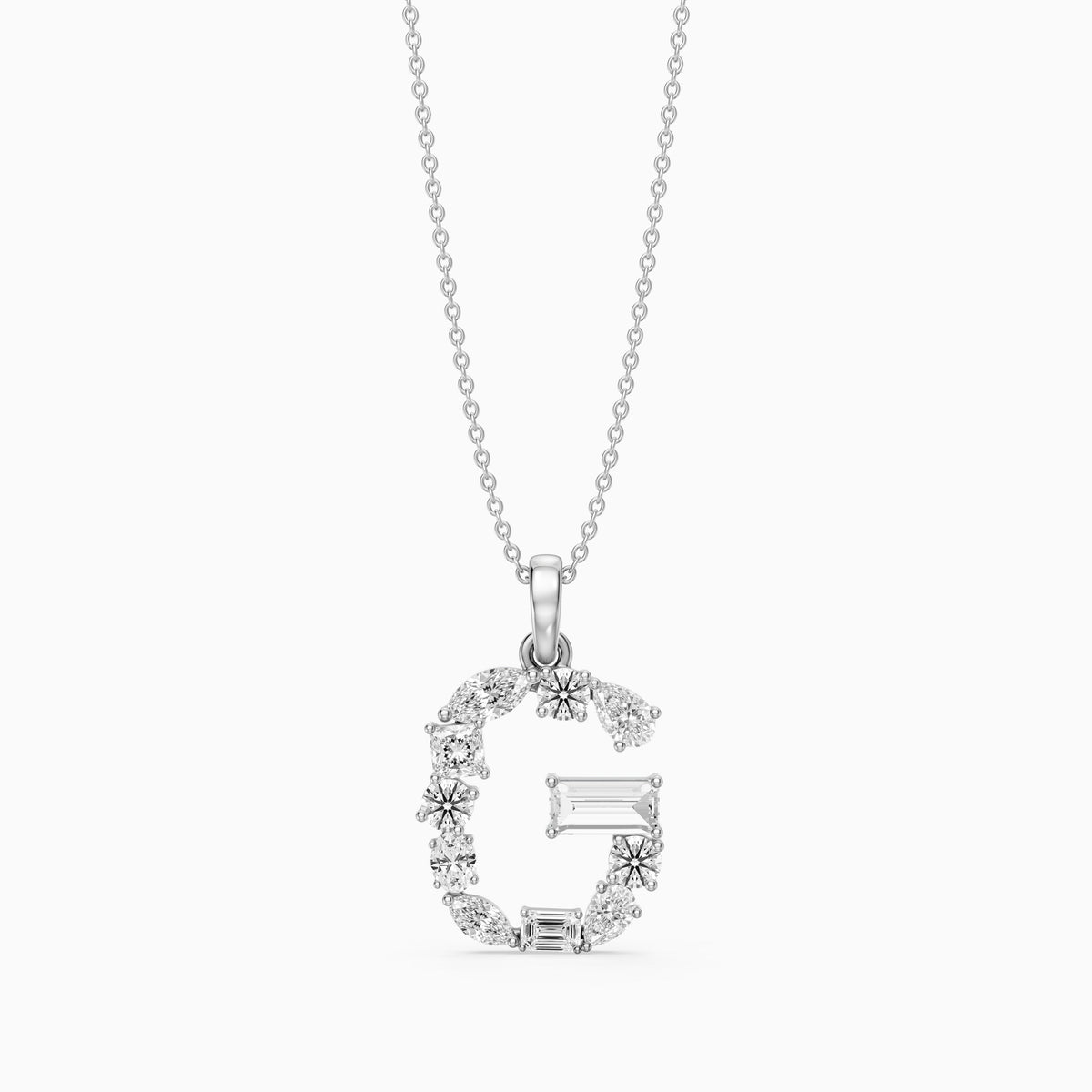 Lucinda Multi Shape Lab Grown Diamond Initial G Pendant