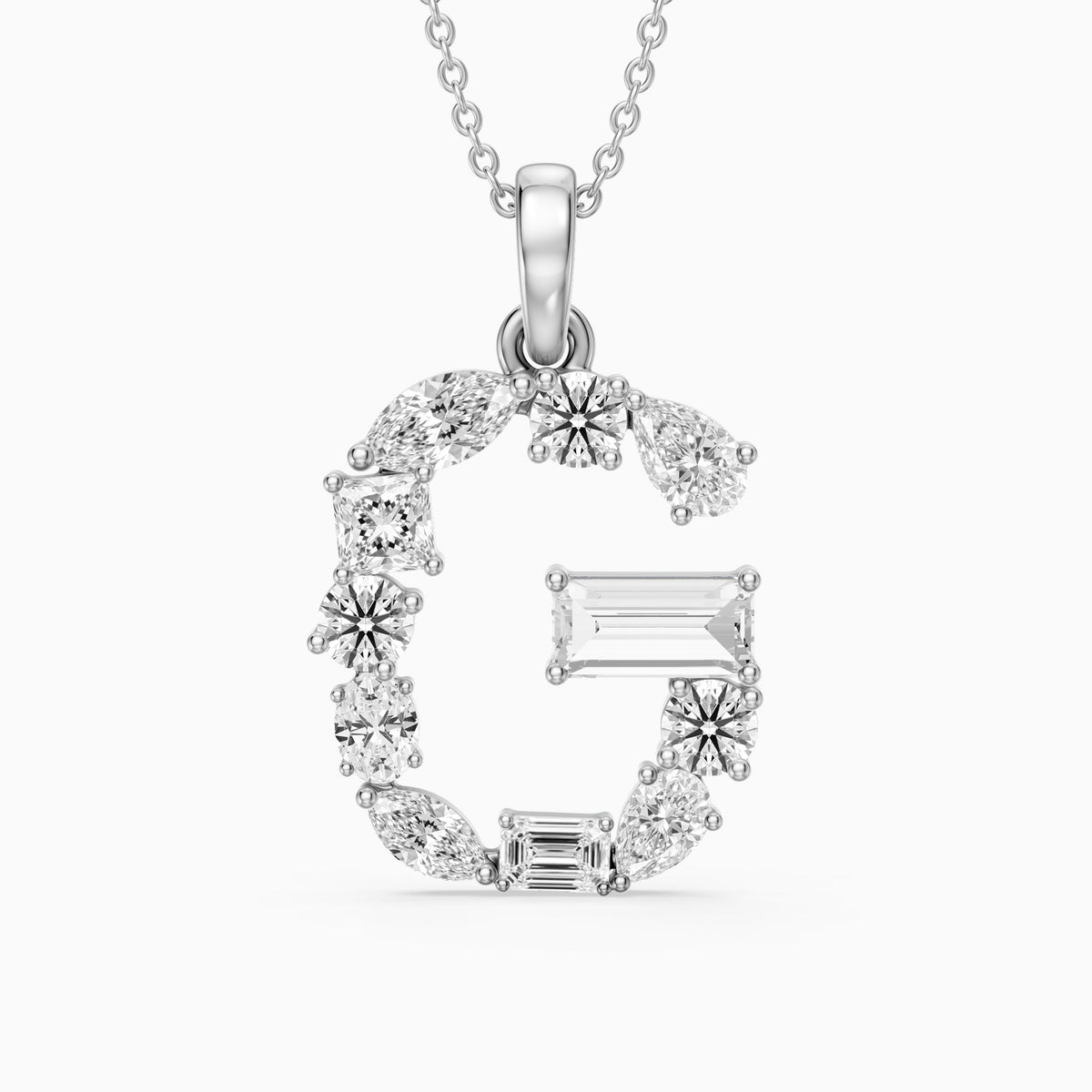Lucinda Multi Shape Lab Grown Diamond Initial G Pendant