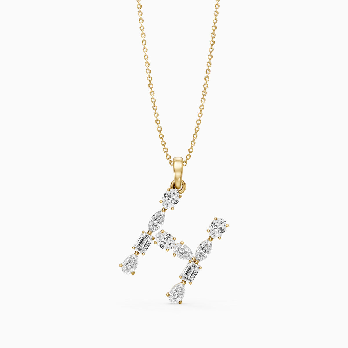 Hestia Multi Shape Lab Grown Diamond Initial H Pendant