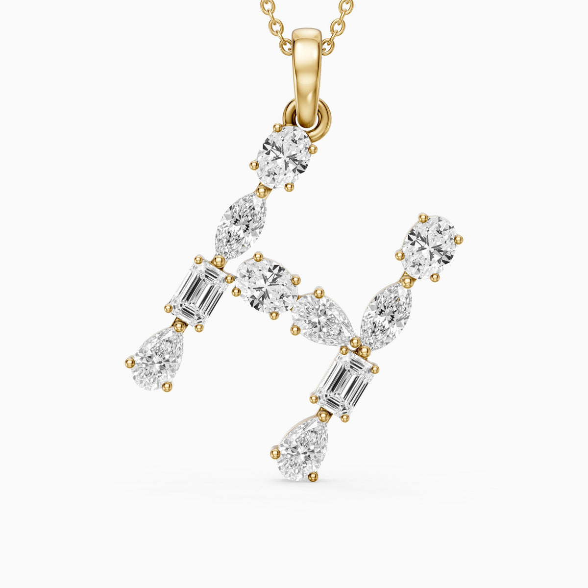 Hestia Multi Shape Lab Grown Diamond Initial H Pendant