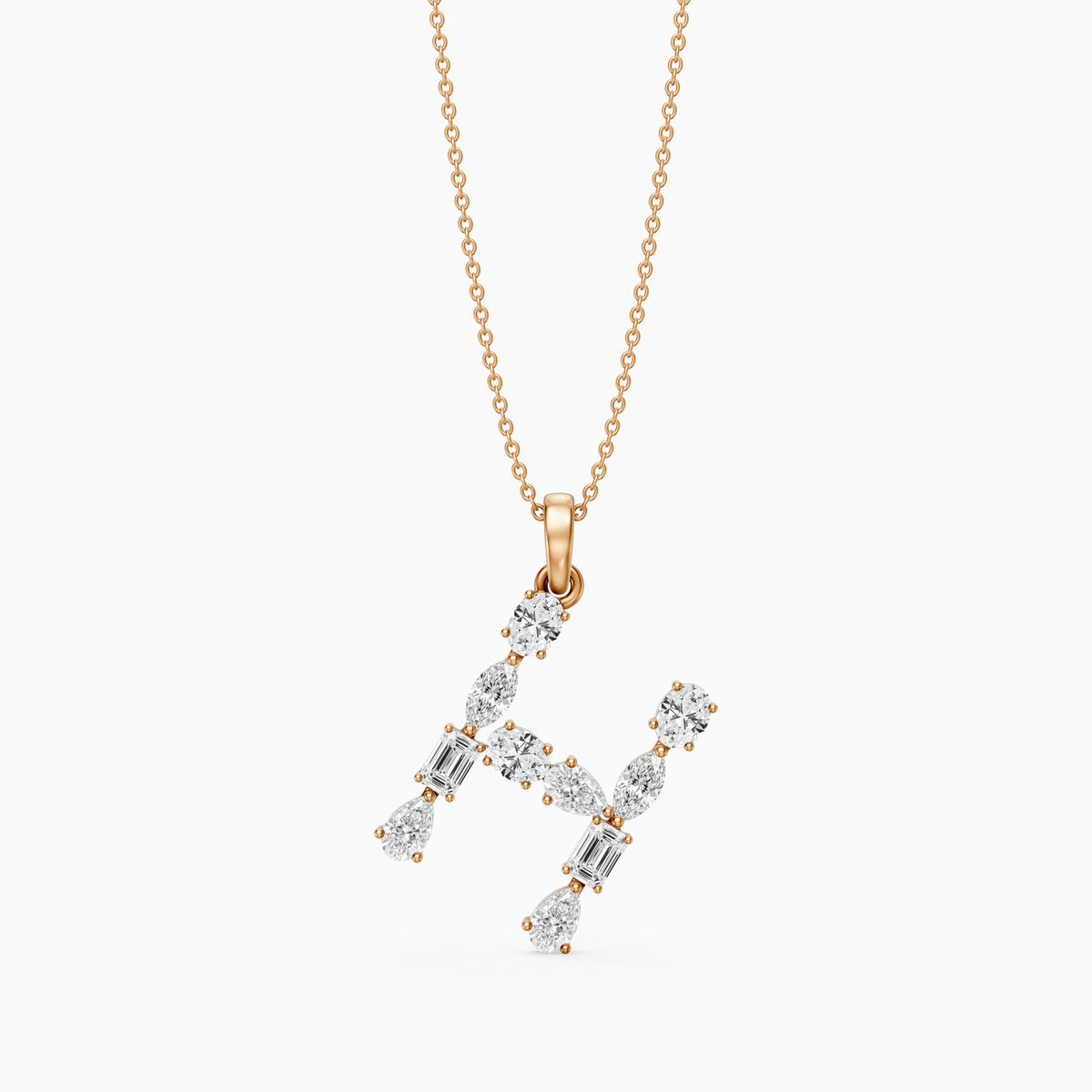 Hestia Multi Shape Lab Grown Diamond Initial H Pendant