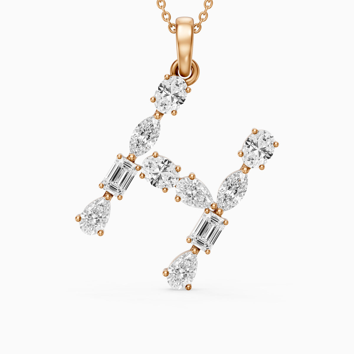 Hestia Multi Shape Lab Grown Diamond Initial H Pendant