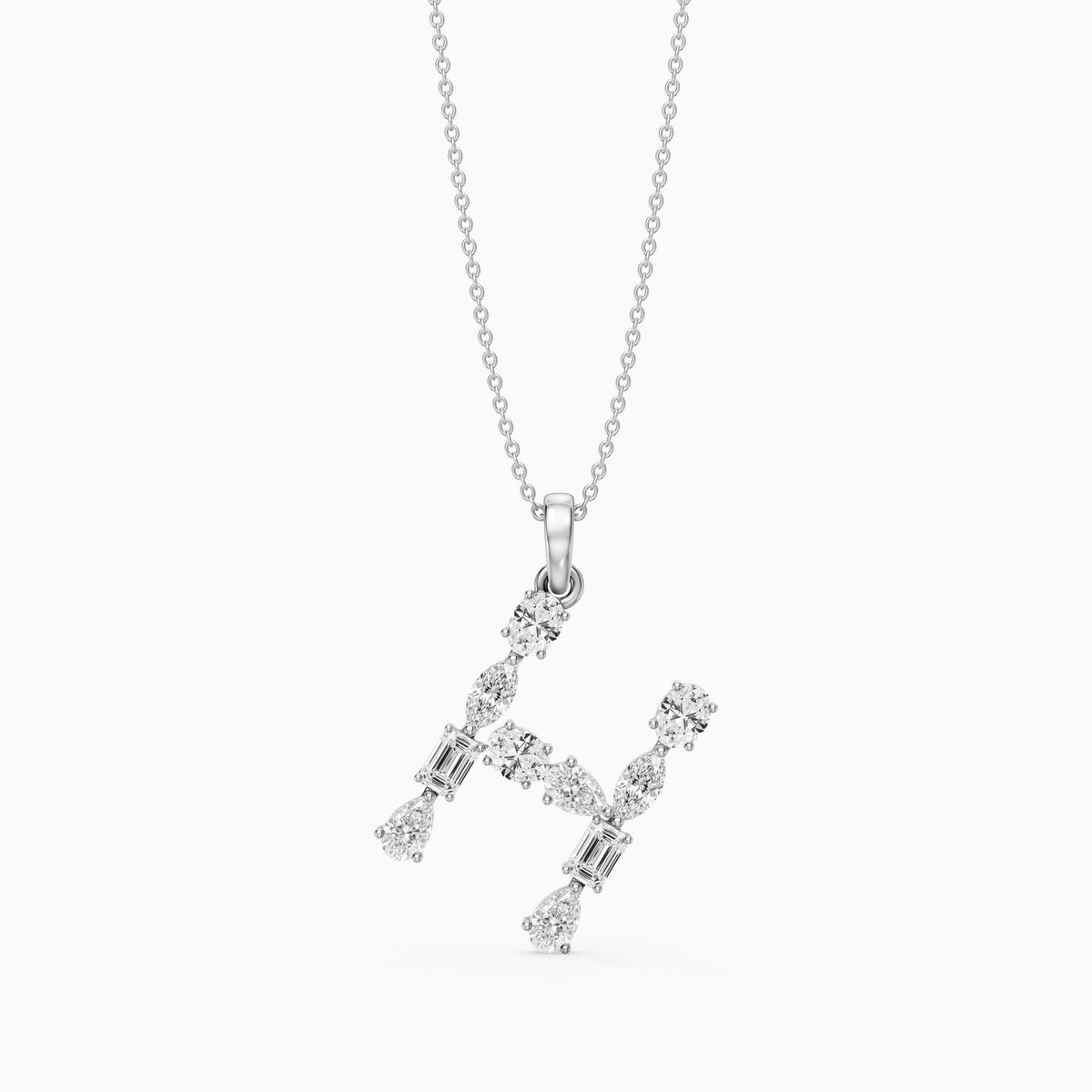 Hestia Multi Shape Lab Grown Diamond Initial H Pendant