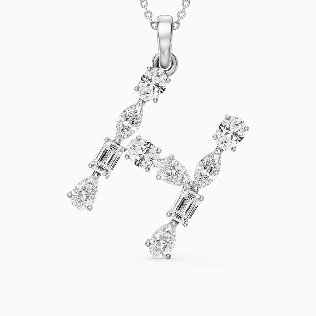 Hestia Multi Shape Lab Grown Diamond Initial H Pendant