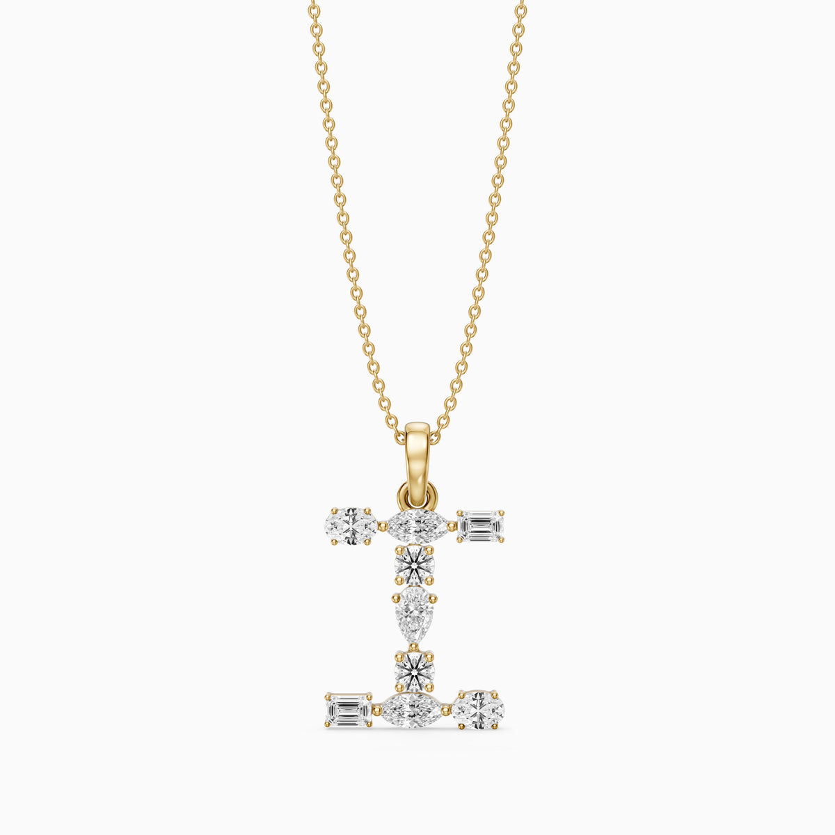 Hollis Multi Shape Lab Grown Diamond Initial I Pendant