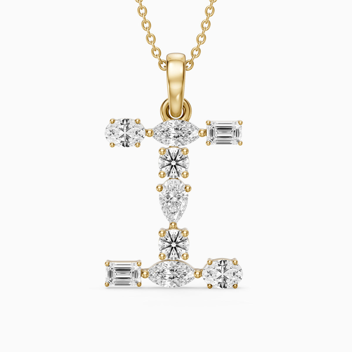 Hollis Multi Shape Lab Grown Diamond Initial I Pendant