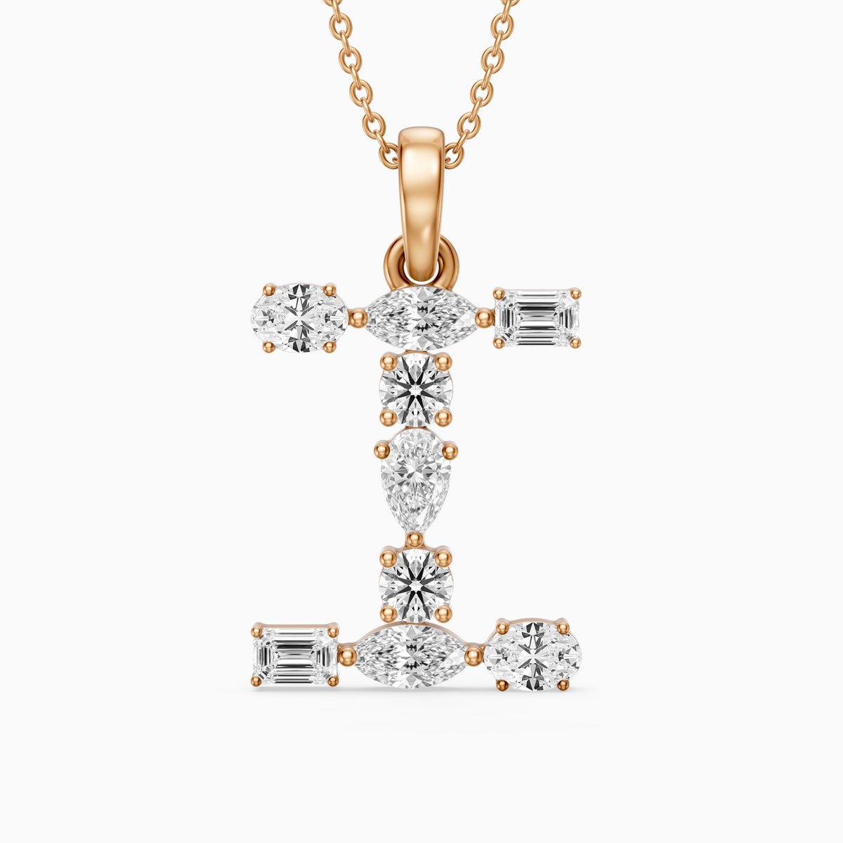 Hollis Multi Shape Lab Grown Diamond Initial I Pendant