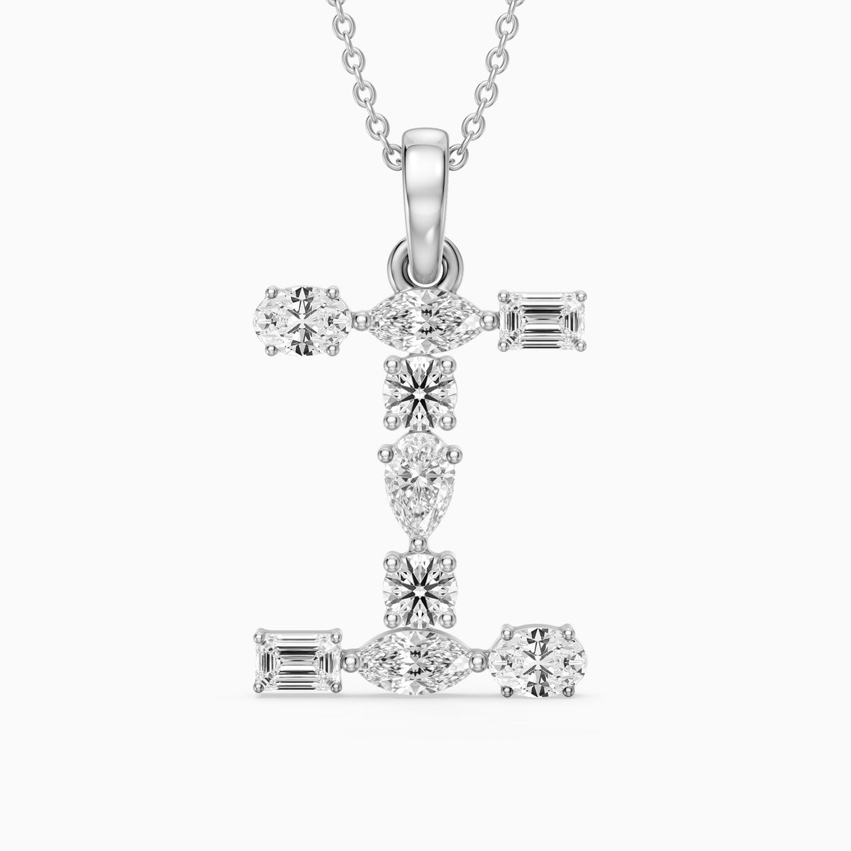 Hollis Multi Shape Lab Grown Diamond Initial I Pendant