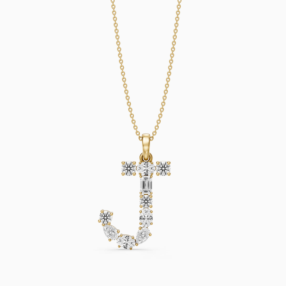 Capucine Multi Shape Lab Grown Diamond Initial J Pendant