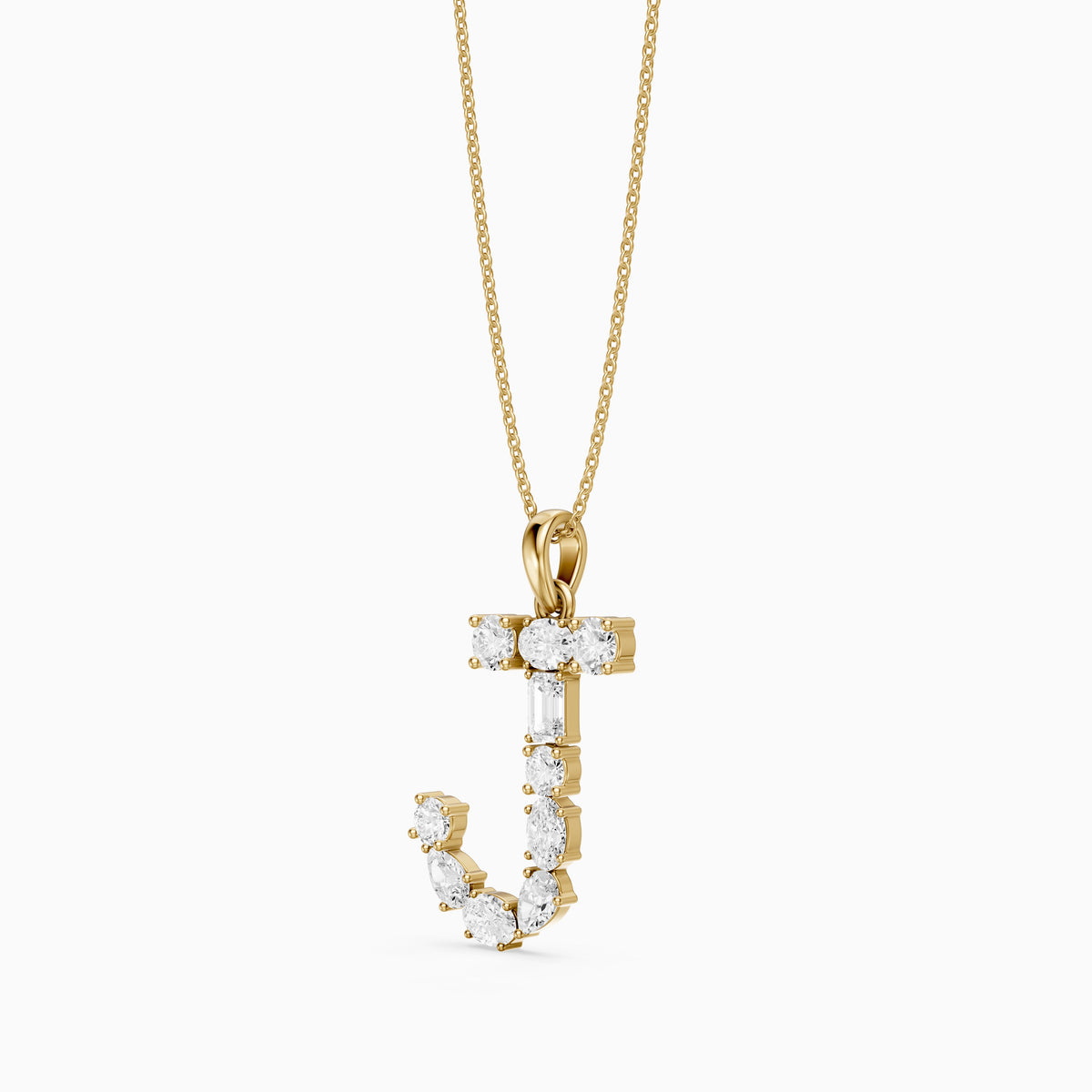 Capucine Multi Shape Lab Grown Diamond Initial J Pendant