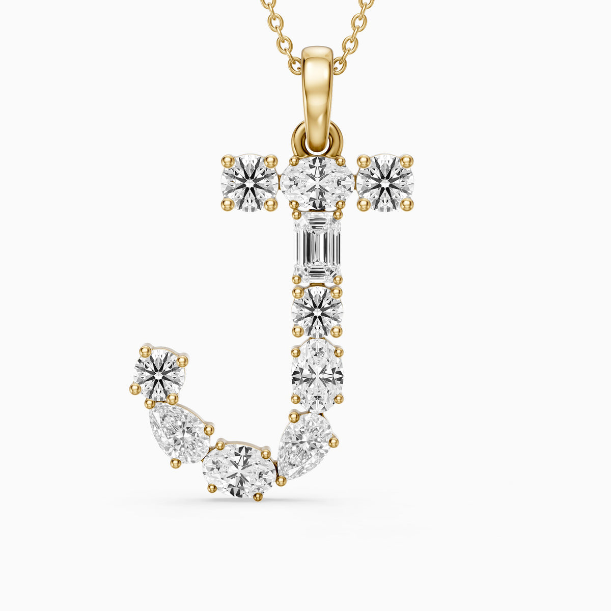 Capucine Multi Shape Lab Grown Diamond Initial J Pendant