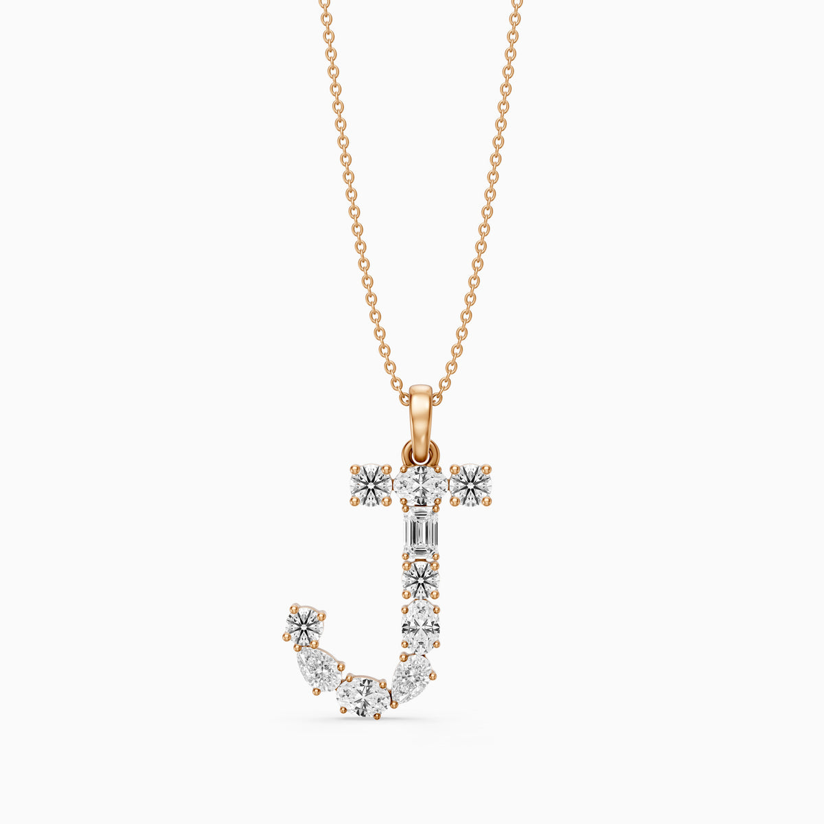 Capucine Multi Shape Lab Grown Diamond Initial J Pendant