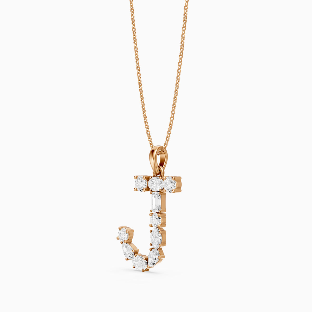 Capucine Multi Shape Lab Grown Diamond Initial J Pendant