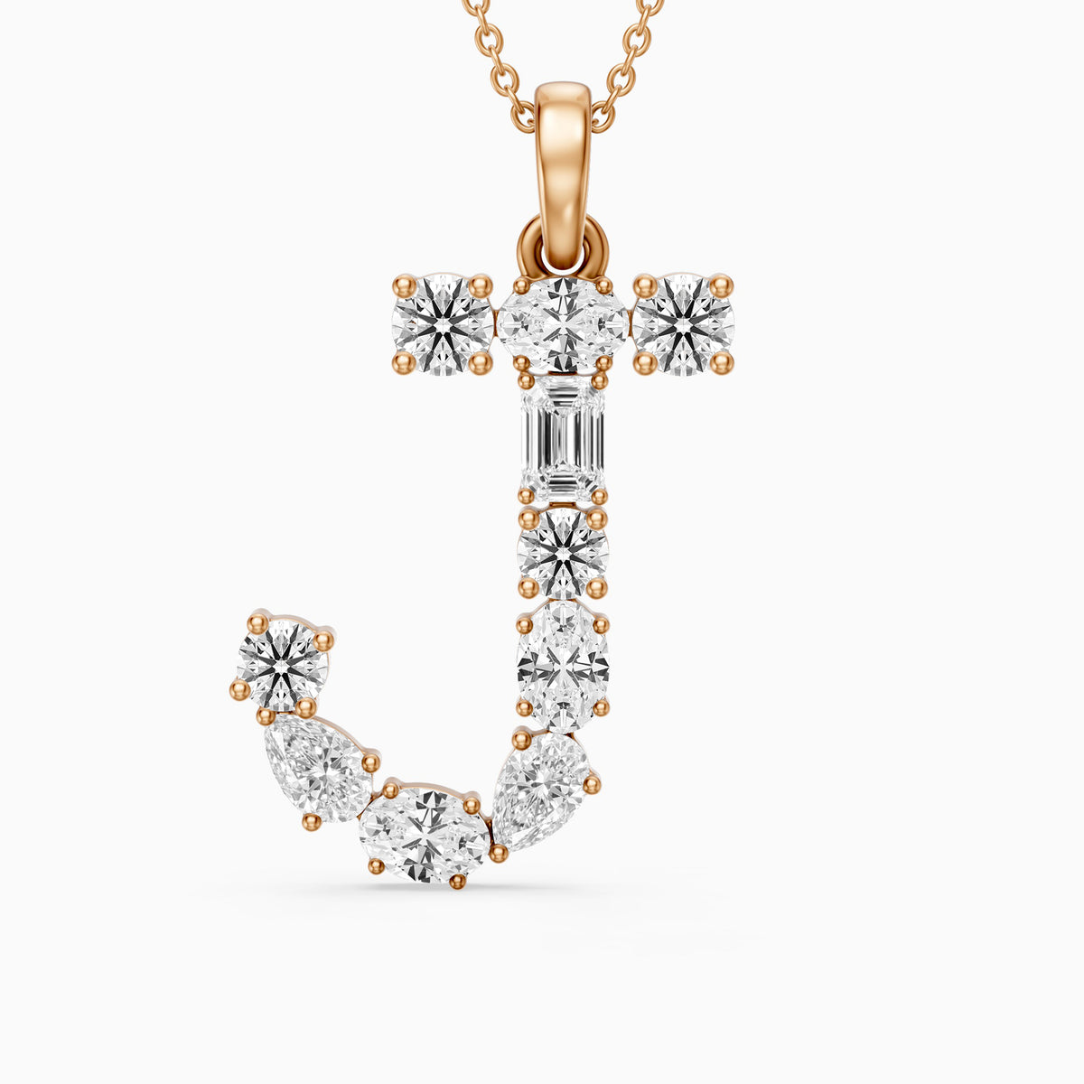 Capucine Multi Shape Lab Grown Diamond Initial J Pendant
