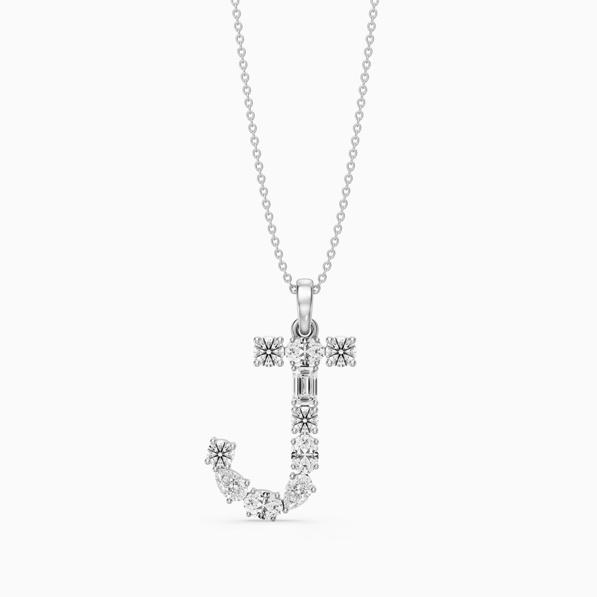 Capucine Multi Shape Lab Grown Diamond Initial J Pendant