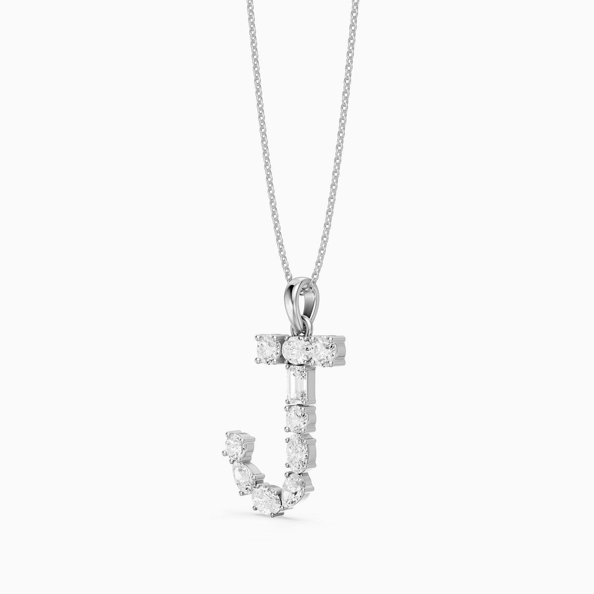 Capucine Multi Shape Lab Grown Diamond Initial J Pendant