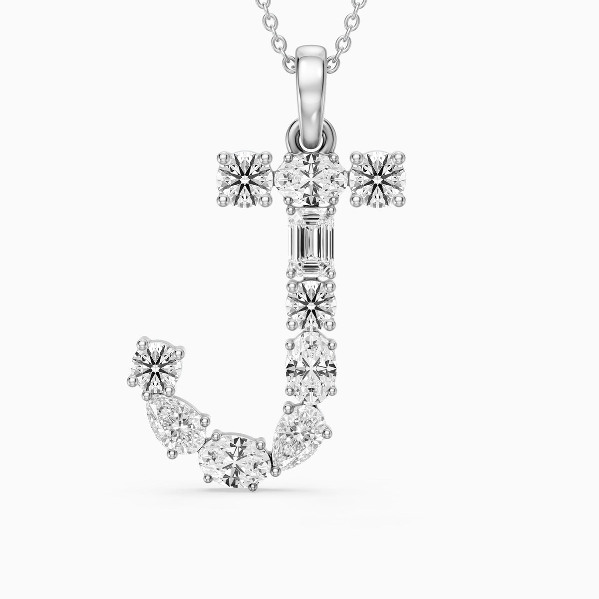 Capucine Multi Shape Lab Grown Diamond Initial J Pendant