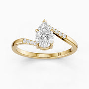 Juliet Pear Moissanite Diamond Ring with Bypass Shank