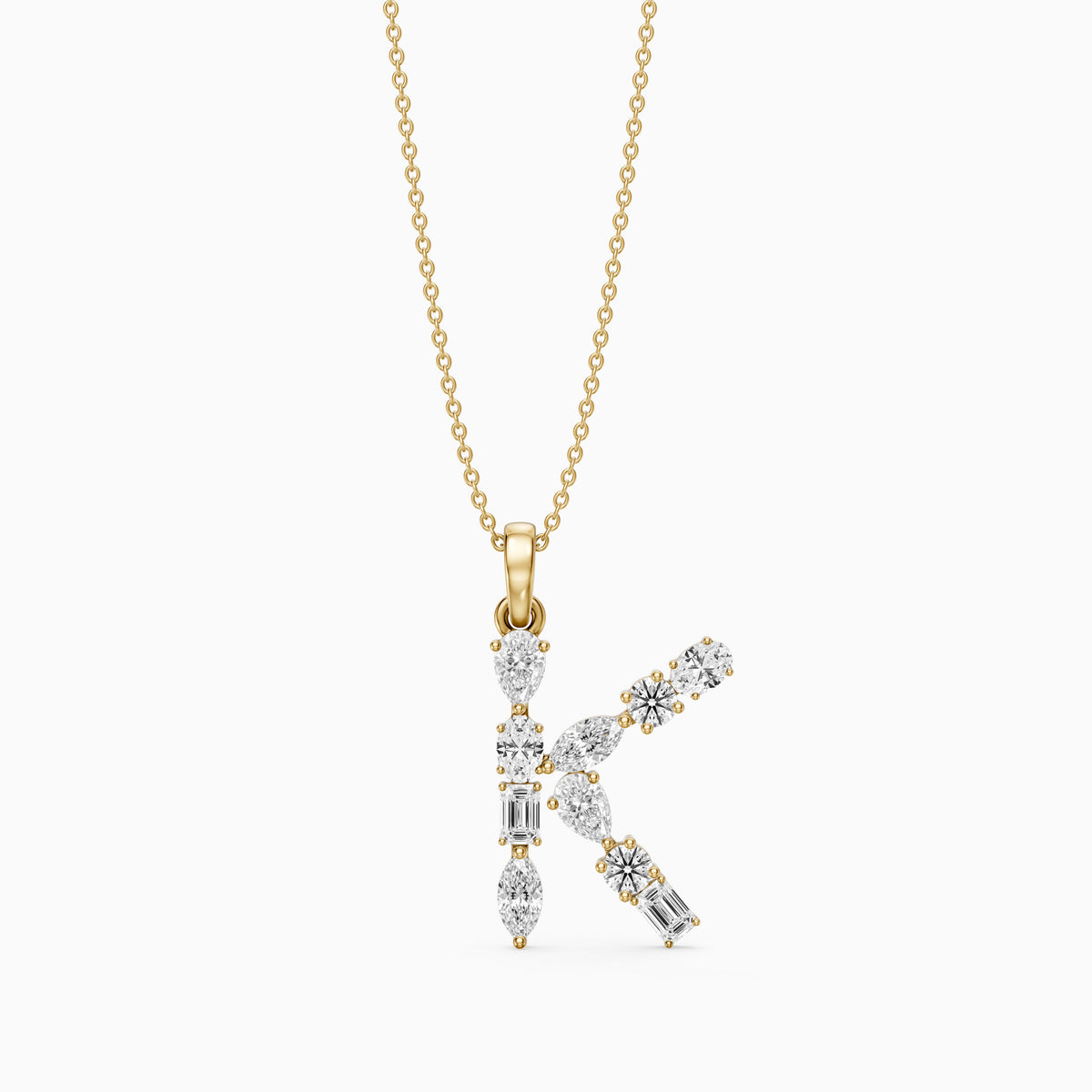 Sidonie Multi Shape Lab Grown Diamond Initial K Pendant