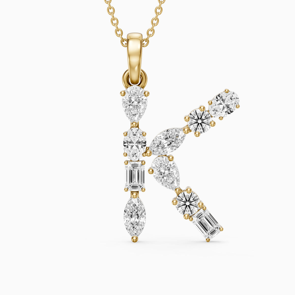 Sidonie Multi Shape Lab Grown Diamond Initial K Pendant