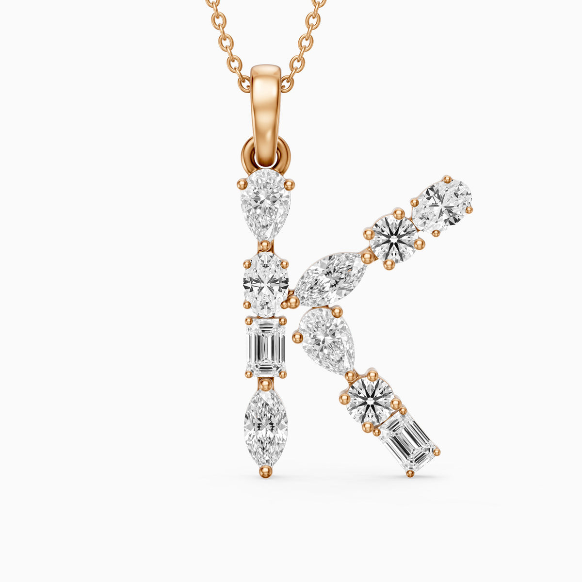 Sidonie Multi Shape Lab Grown Diamond Initial K Pendant