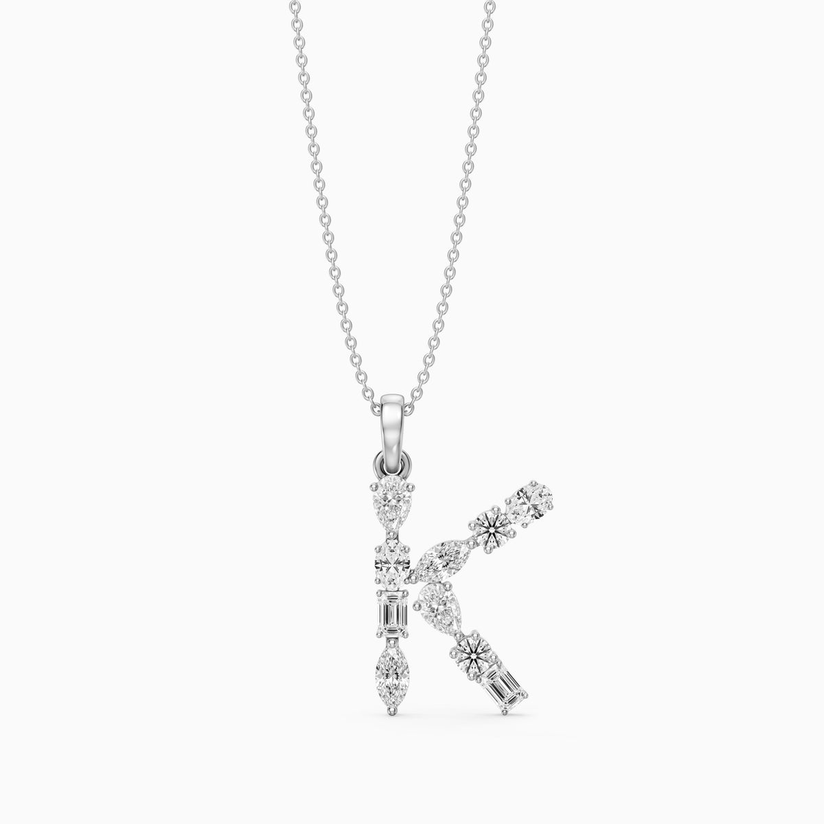 Sidonie Multi Shape Lab Grown Diamond Initial K Pendant