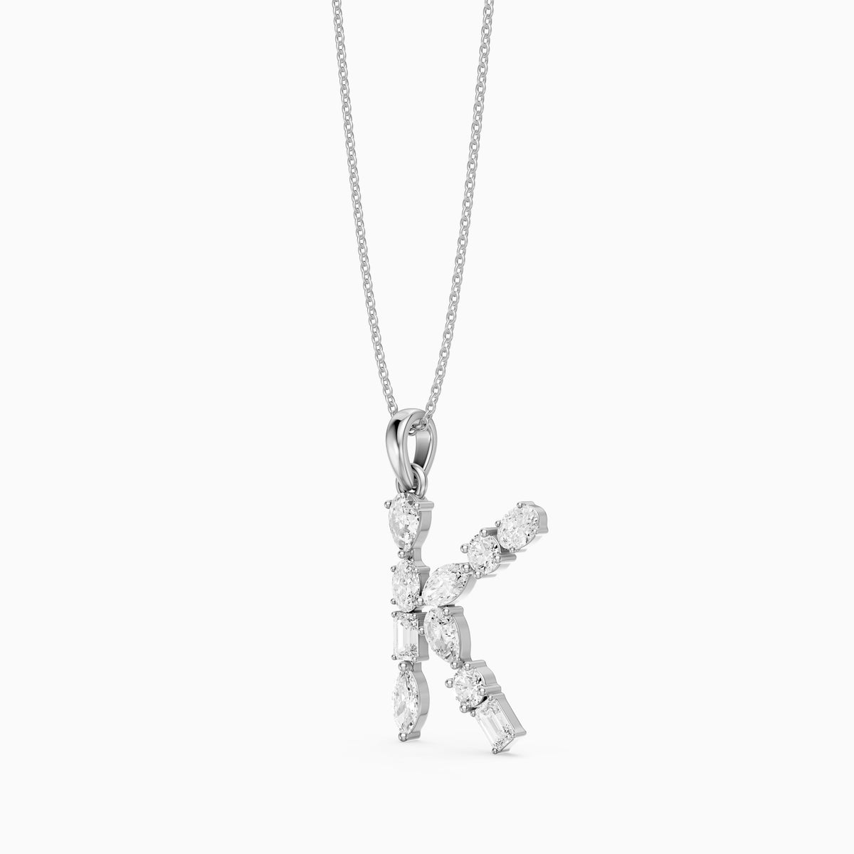 Sidonie Multi Shape Lab Grown Diamond Initial K Pendant