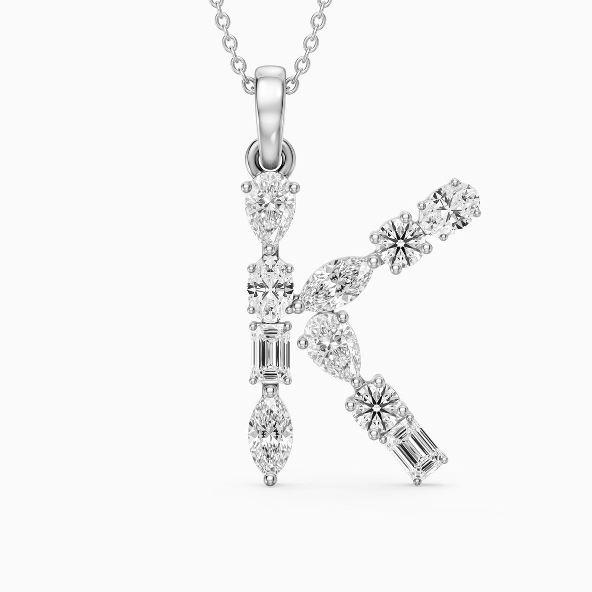Sidonie Multi Shape Lab Grown Diamond Initial K Pendant