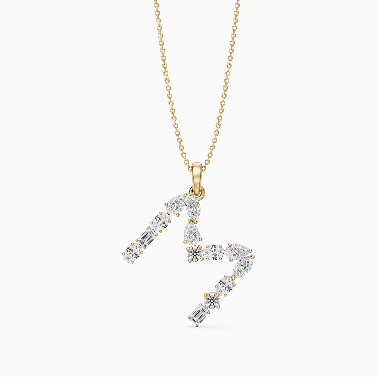 Maristella Multi Shape Lab Grown Diamond Initial M Pendant