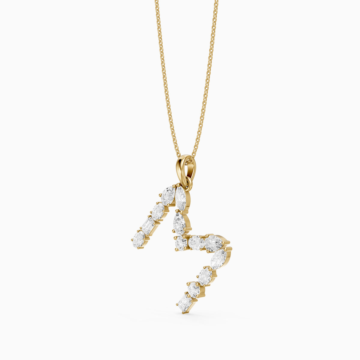Maristella Multi Shape Lab Grown Diamond Initial M Pendant