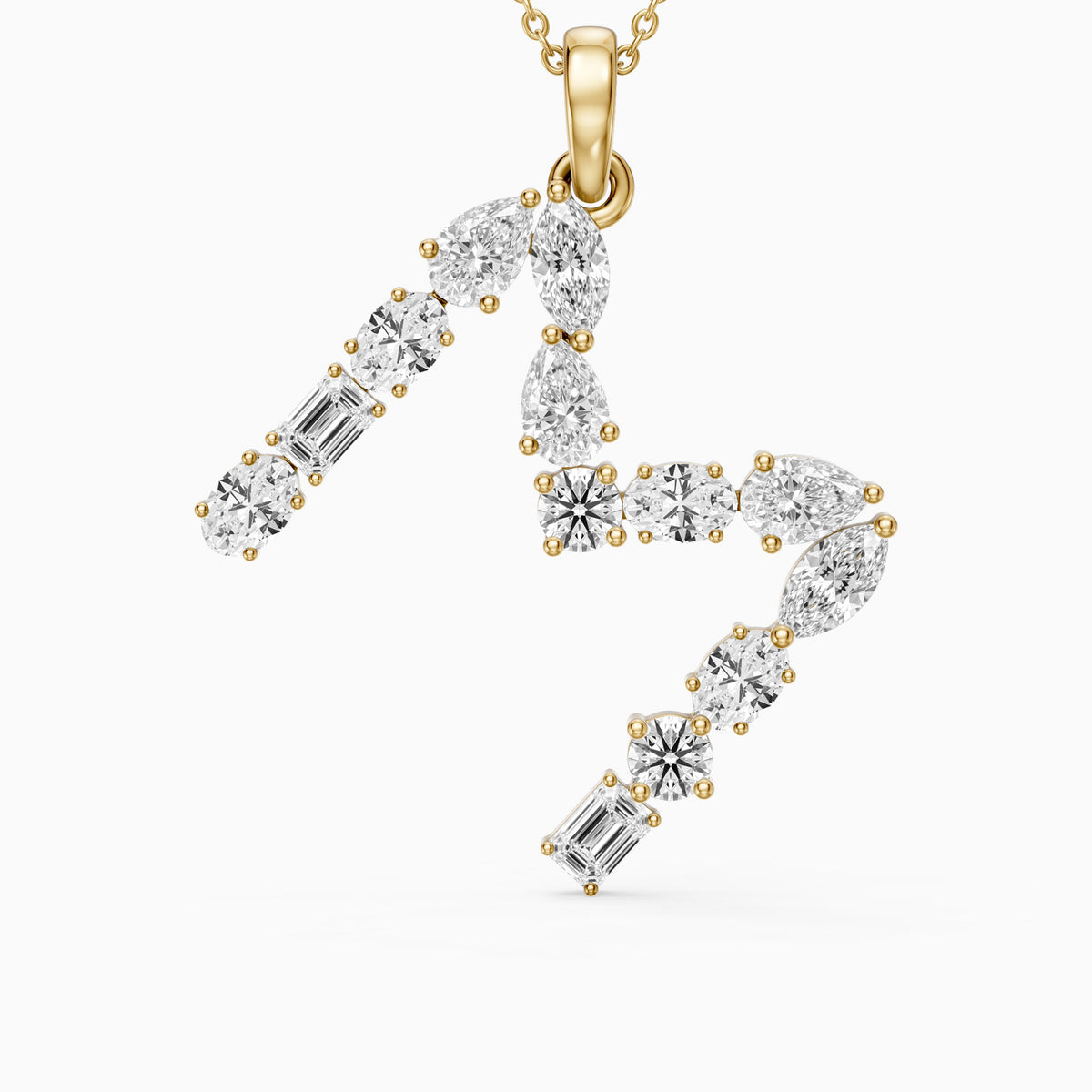 Maristella Multi Shape Lab Grown Diamond Initial M Pendant