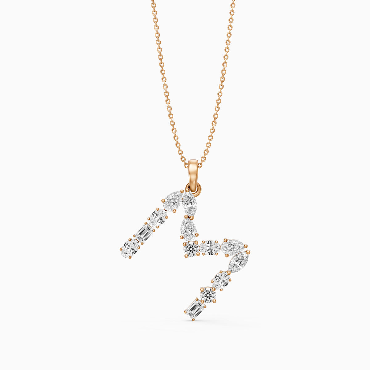 Maristella Multi Shape Lab Grown Diamond Initial M Pendant