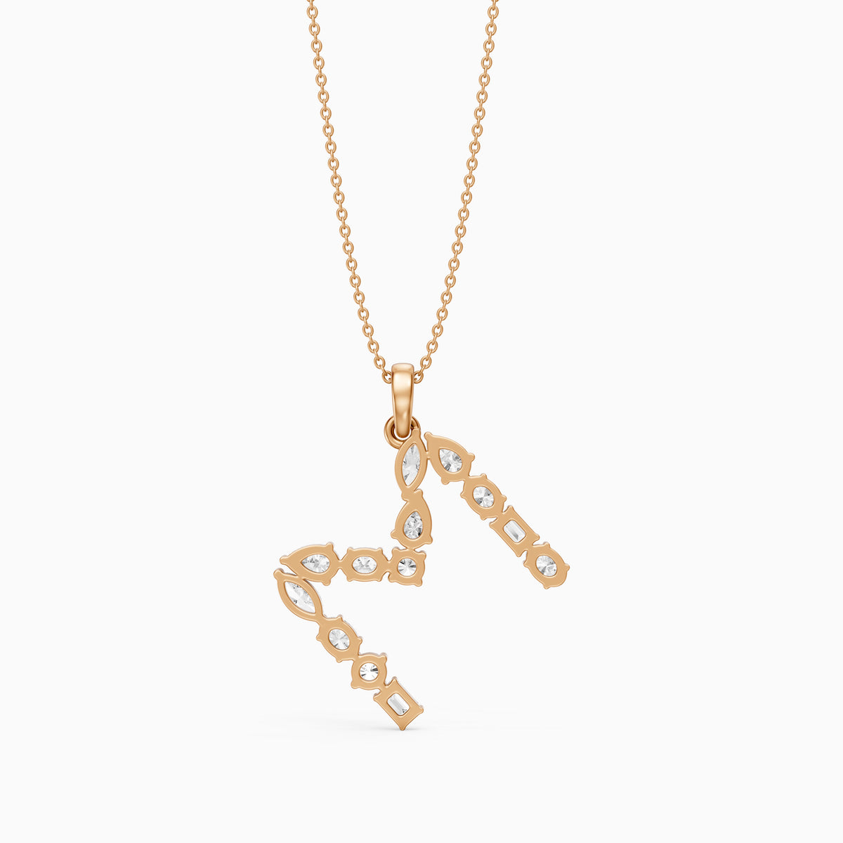 Maristella Multi Shape Lab Grown Diamond Initial M Pendant