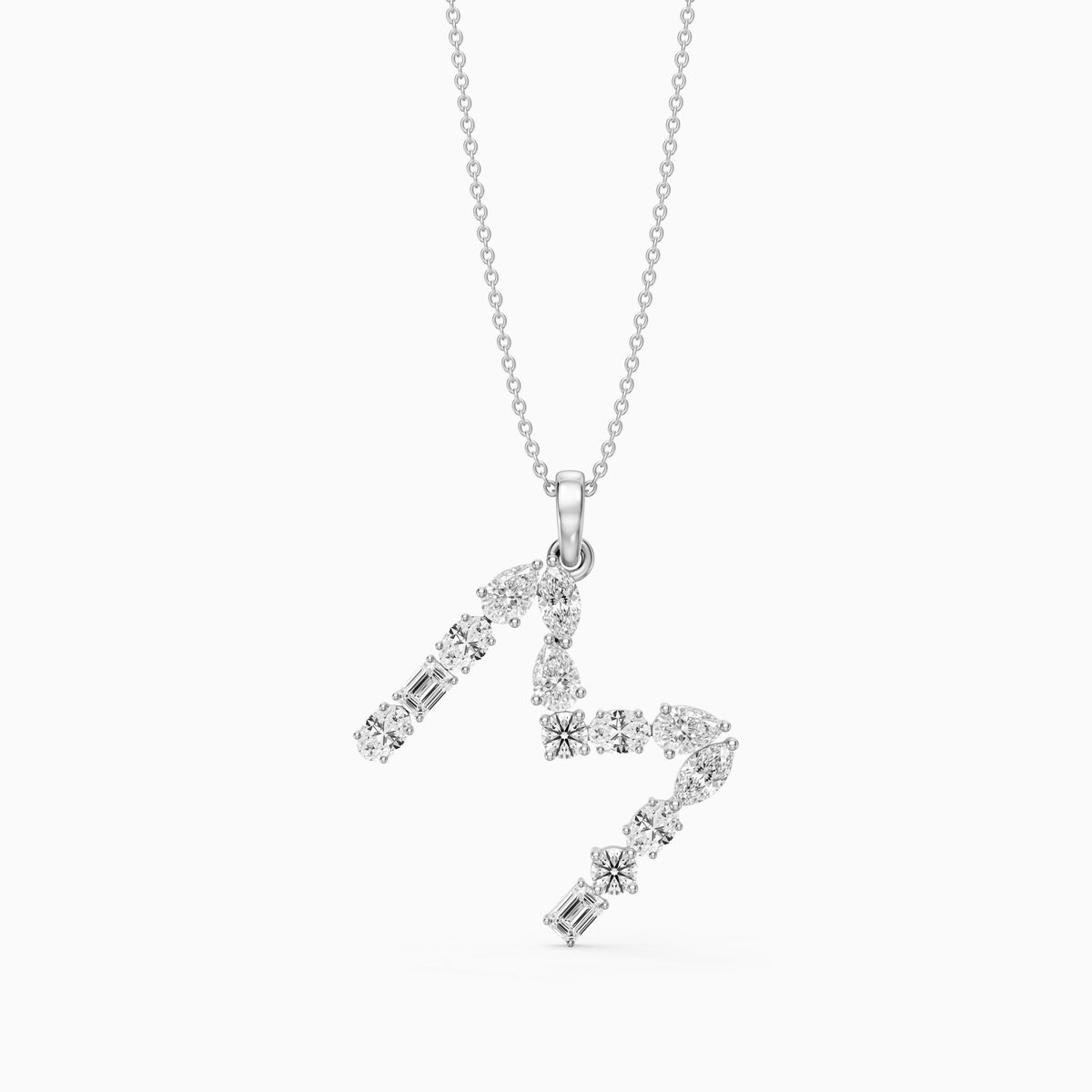 Maristella Multi Shape Lab Grown Diamond Initial M Pendant