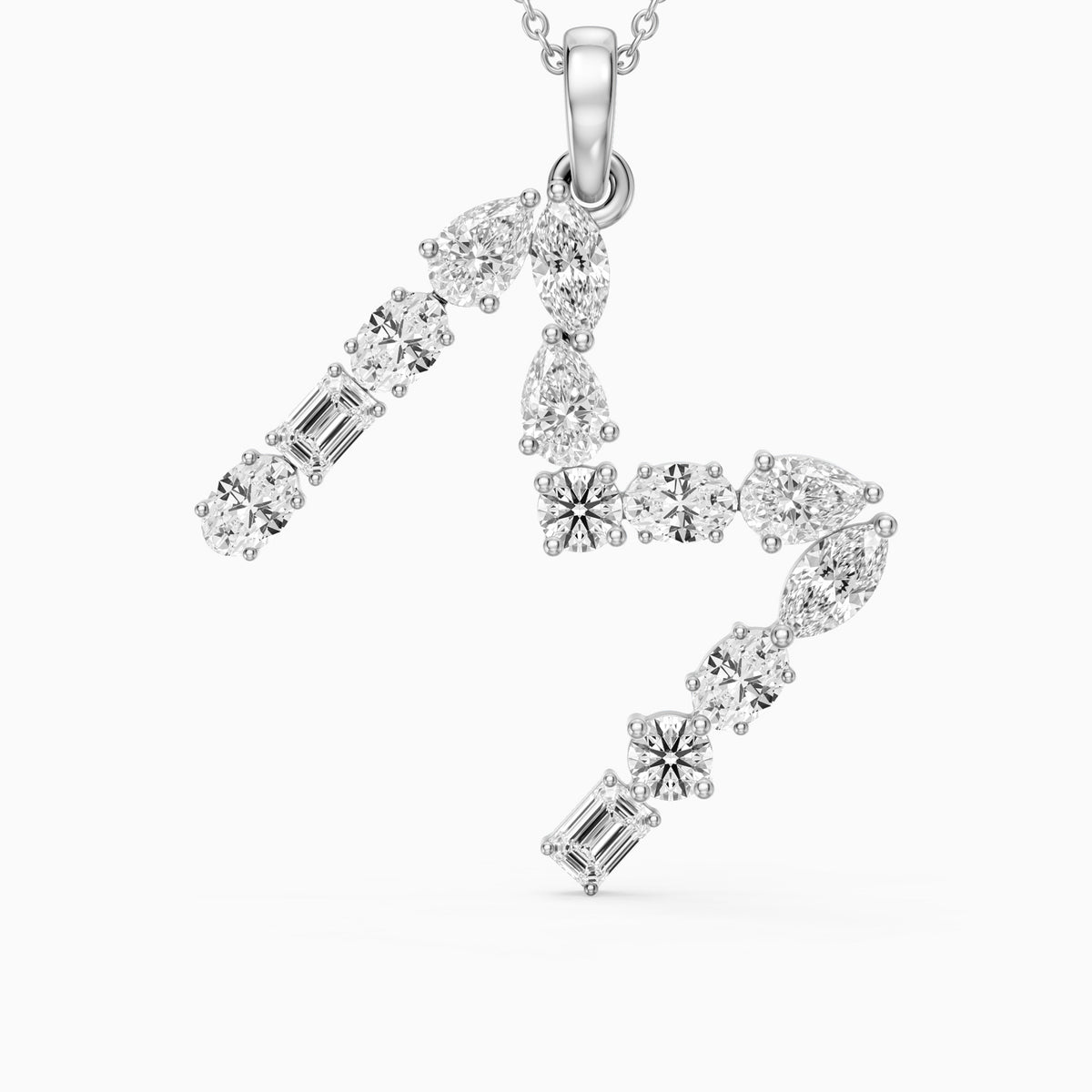 Maristella Multi Shape Lab Grown Diamond Initial M Pendant