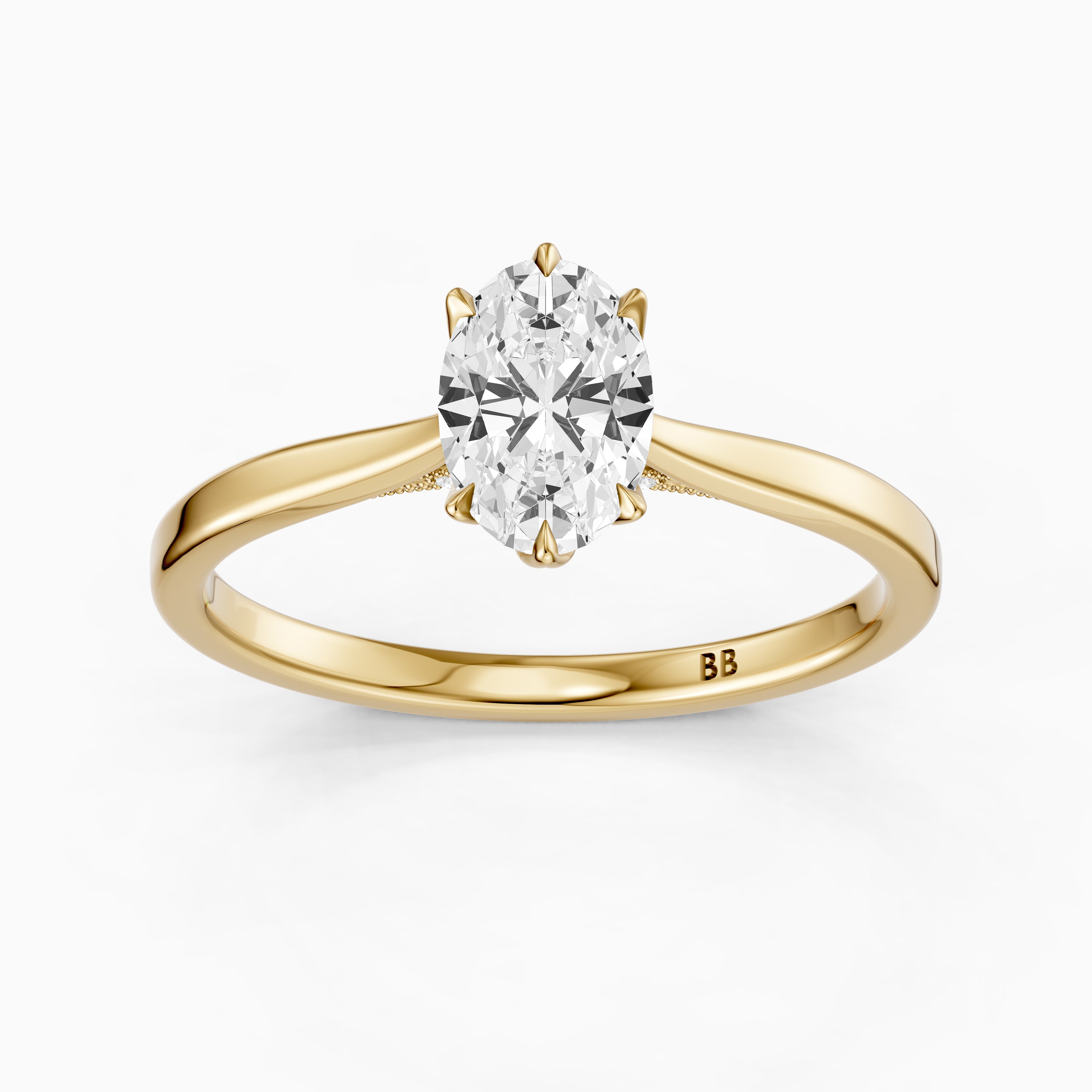 Rory Oval Moissanite Diamond Tulip Cathedral Solitaire Ring