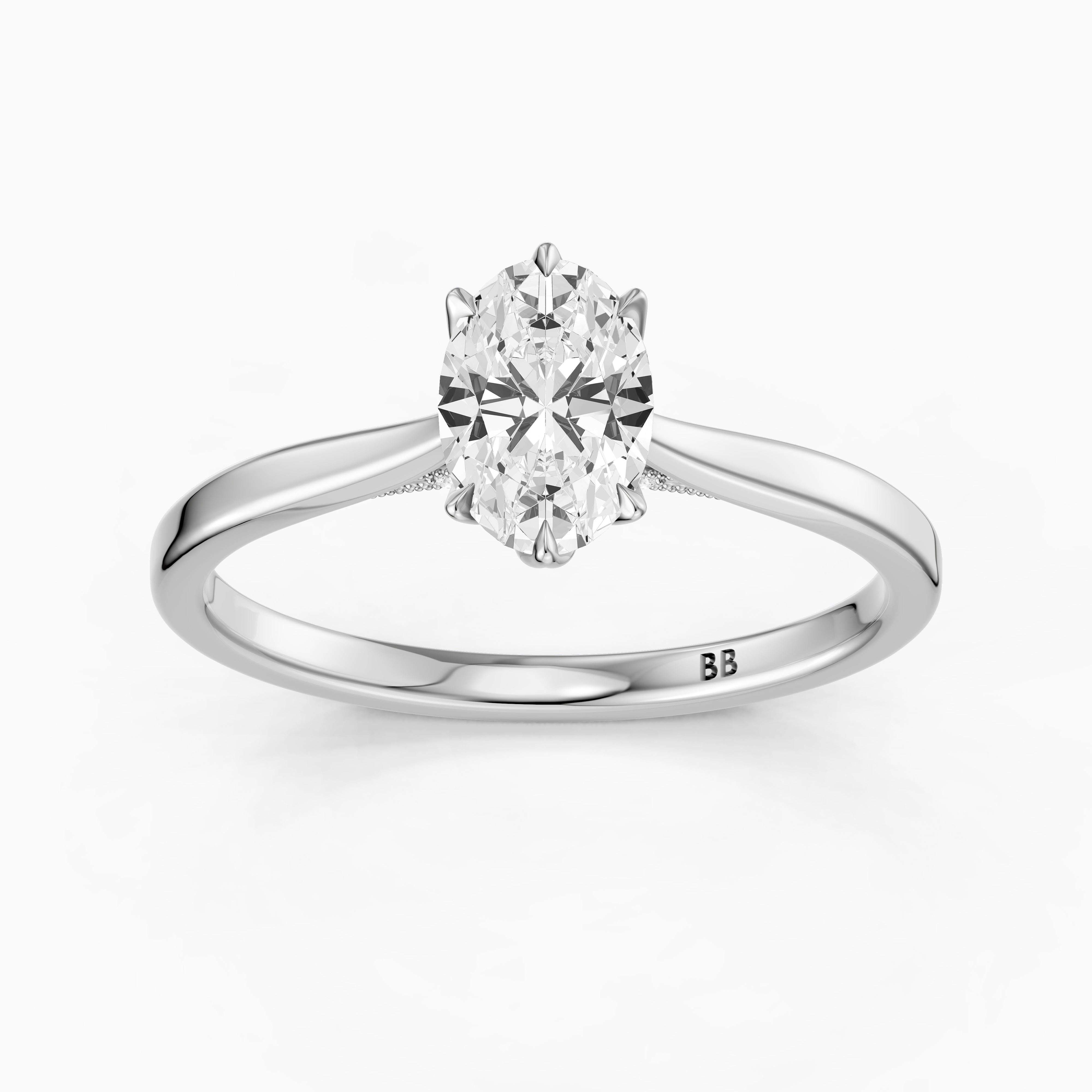 Rory Oval Moissanite Diamond Tulip Cathedral Solitaire Ring