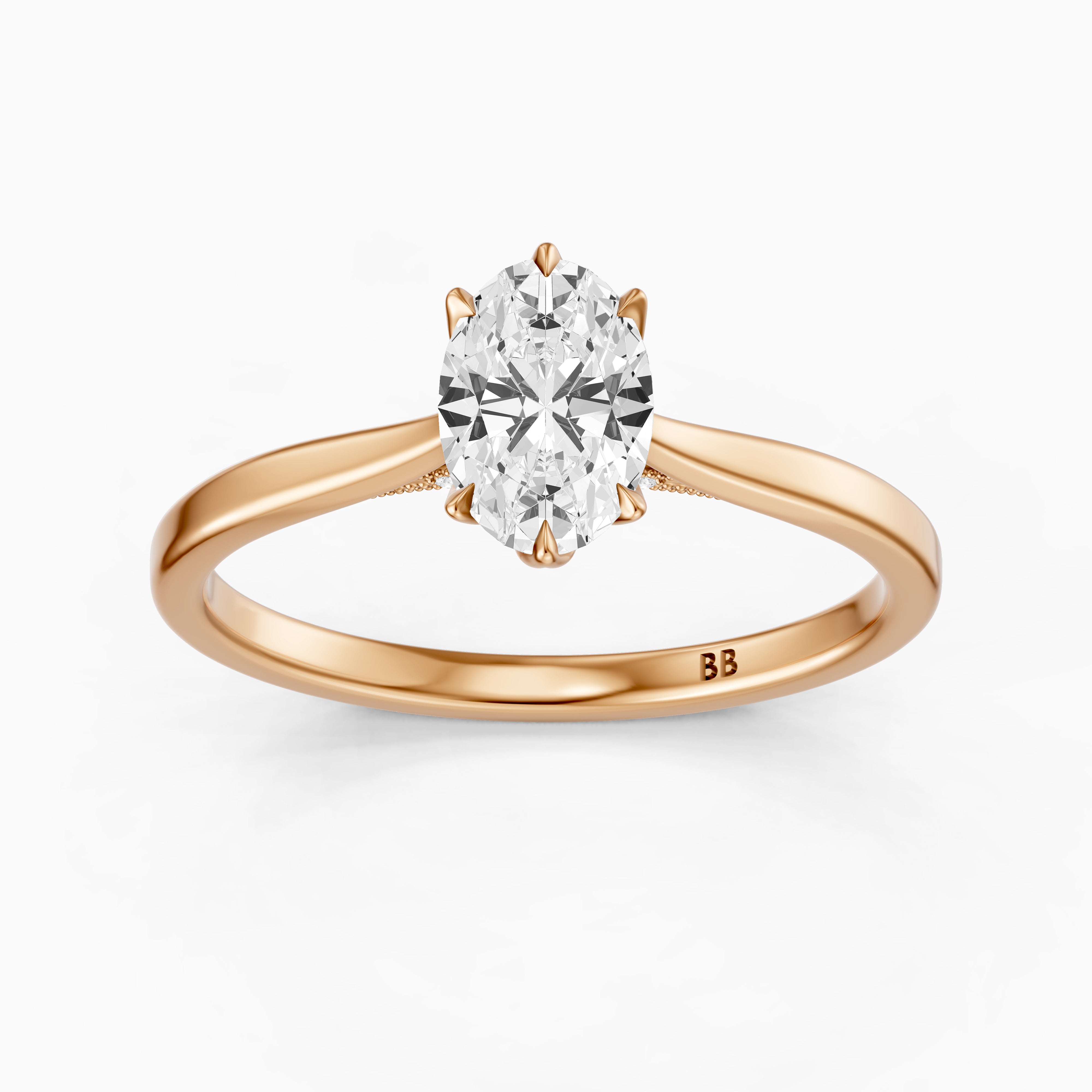 Rory Oval Moissanite Diamond Tulip Cathedral Solitaire Ring
